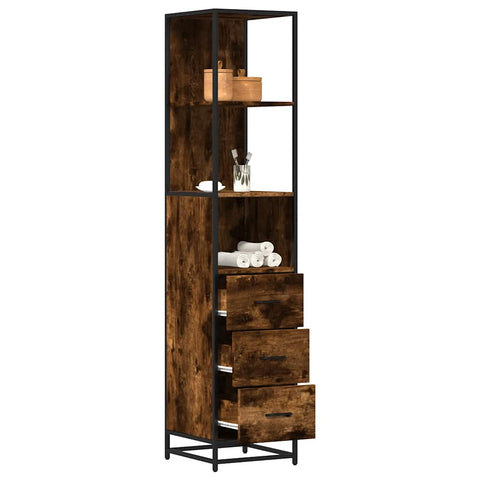 ZNTS Bathroom Cabinet Smoked Oak 35x37.5x166 cm Engineered Wood 849246