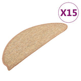 Stair Mats 15 pcs 65x21x4 cm Light Brown Half Round Large 326904