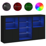 Sideboard with LED Lights Black 181.5x37x100 cm 3209178