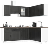 11 Piece Kitchen Cabinet Set "Porto" Black Engineered Wood 3314962