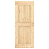 Sliding Door Natural and White 85 x 210 cm Solid Pine Wood 3445014