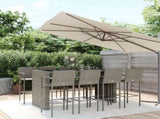 Garden Bar Set Grey Poly Rattan Large Footrest Bar Table Set 3187673