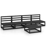 5 Piece Garden Lounge Set Black Solid Pinewood 3075348