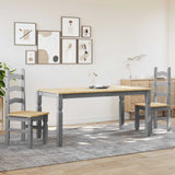 ZNTS 3 Piece Dining Set Panama Grey Solid Wood Pine 3345201