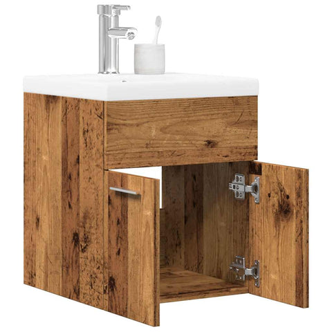 ZNTS 2 Piece Bathroom Furniture Set Old Wood Engineered Wood 3328581