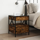 Bedside Table with Infinity LED Smoked Oak 40x40x51 cm 3284103