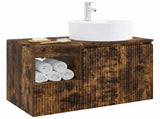Bathroom Furniture Set 2 pcs Smoked Oak Engineered Wood 3404079