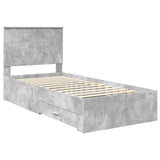 Bed Frame with Drawer Concrete Grey 90 x 200 cm Engineered Wood 3411353