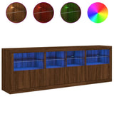 Sideboard with LED Lights Brown Oak 202x37x67 cm 3209015