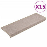 Stair Mats 15 pcs 65x21x4 cm Taupe Rectangular Edge 134573