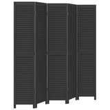 Room Divider 5 Panels Black Solid Wood Paulownia 358855