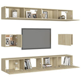 6 Piece TV Cabinet Set Sonoma Oak Engineered Wood 3078999