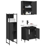 3 Piece Bathroom Cabinet Set Black Engineered Wood 3214760