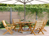 5 Piece Garden Dining Set Beige Polypropylene and Solid Wood 3281819