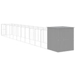 Dog House with Run Light Grey 165x1271x181 cm Galvanised Steel 3189108