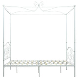 Bed Frame without Mattress with Canopy White 140x200 cm Metal 284471