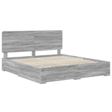 Bed Frame with Drawer Grey Sonoma 200 x 200 cm Engineered Wood 3412747