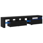 TV Cabinets 2 pcs with LED Lights Black Oak Engineered Wood 3332518