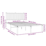 Metal Bed Frame without Mattress with Headboard Black 120x190cm 350861