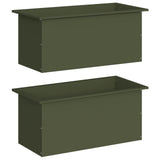 Garden Planter with LED 2 pcs Olive Green 40 x 80 x 40 cm Steel 8008161