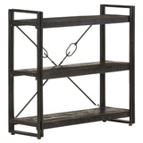 Bookcase Black Solid rough mango wood Medium Durable Bookcase 320627