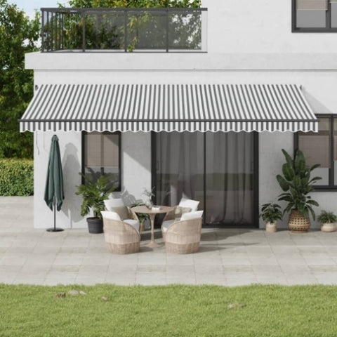 ZNTS Manual Retractable Awning with LEDs Anthracite&White 600x350 cm 3215821