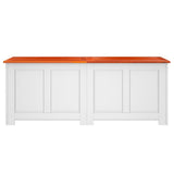 Storage Chest with Lid Brown and White Solid Wood Acacia 364921