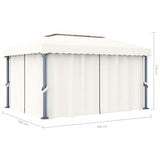Gazebo with Curtain&LED String Lights 4x3 m Cream White 3070353