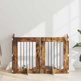 Dog Gate with Stands 4 pcs Smoked Oak 60 x 80 cm 892099