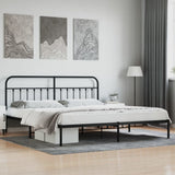 Bed Frame Black Powder-Coated Steel Double Industrial Bed Frame 352585