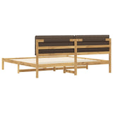 Bed Frame with Upholstered Headboard Whitewash and Taupe 3405040