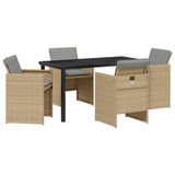 Garden Dining Set 5 pcs Beige Poly Rattan 3380614