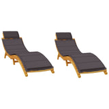 Sun Lounger Set of 2 Dark Grey Solid acacia wood Regular 3155474