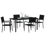 Garden Dining Set with Cushion 5 pcs Black Poly Rattan 3380039