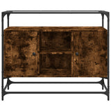 Sideboard with Glass Top Smoked Oak 98x35x81 cm Engineered Wood 846071