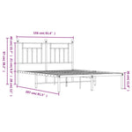 ZNTS Metal Bed Frame without Mattress with Headboard White 150x200cm 353588