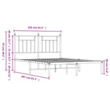 ZNTS Metal Bed Frame without Mattress with Headboard White 150x200cm 353588
