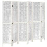 Room Divider 6 Panels White Solid Wood Paulownia 358682