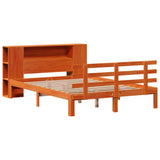 Bookcase Bed without Mattress Wax Brown 150x200 cm King Size Solid Wood Pine 3322725