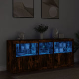 Sideboard with LED Lights Smoked Oak 162x37x67 cm 3208999