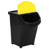 Stackable Waste Bins with Lids 3 pcs Black PP 120 L 364071