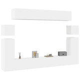 8 Piece TV Cabinet Set White Engineered Wood 3078725