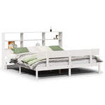 ZNTS Bookcase Bed without Mattress White 200x200 cm Solid Wood Pine 3321817