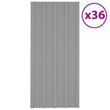 Roof Panels 36 pcs Galvanised Steel Grey 100x45 cm 317214