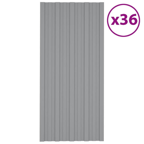 Roof Panels 36 pcs Galvanised Steel Grey 100x45 cm 317214