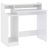 Desk with LED Lights High Gloss White 97x45x90 cm Engineered Wood 805558