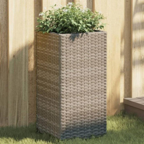 ZNTS Garden Planters 2 pcs Grey 30x30x60 cm Poly Rattan 3210518