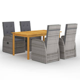 Garden Dining Set Grey PE Rattan Standard Removable Covers 3095278