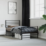 ZNTS Metal Bed Frame without Mattress with Footboard Black 100x200cm 352332