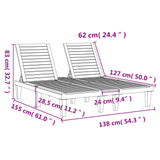 Double Sun Lounger Black 155x138x83 cm Polypropylene 364150
